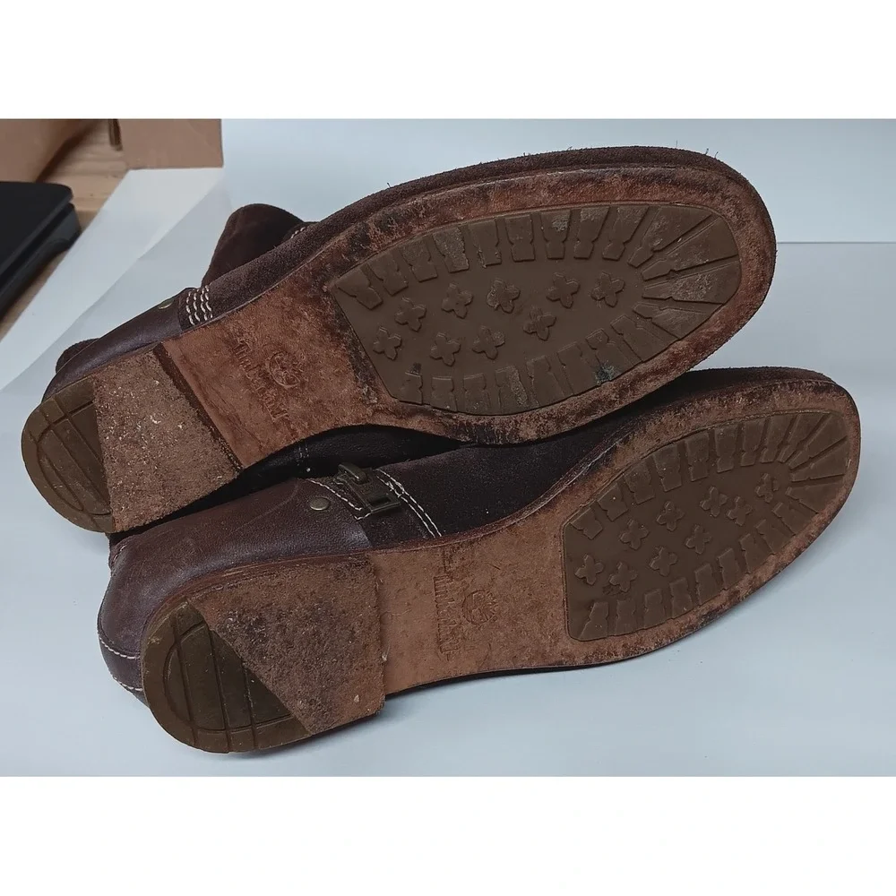 Timberland Women's Brown Suede Leather Zip Ankle Boots‎ Size 6M